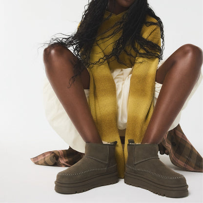 Milanie in Dark Green - Ankle boot, Lug sole - Dark Green