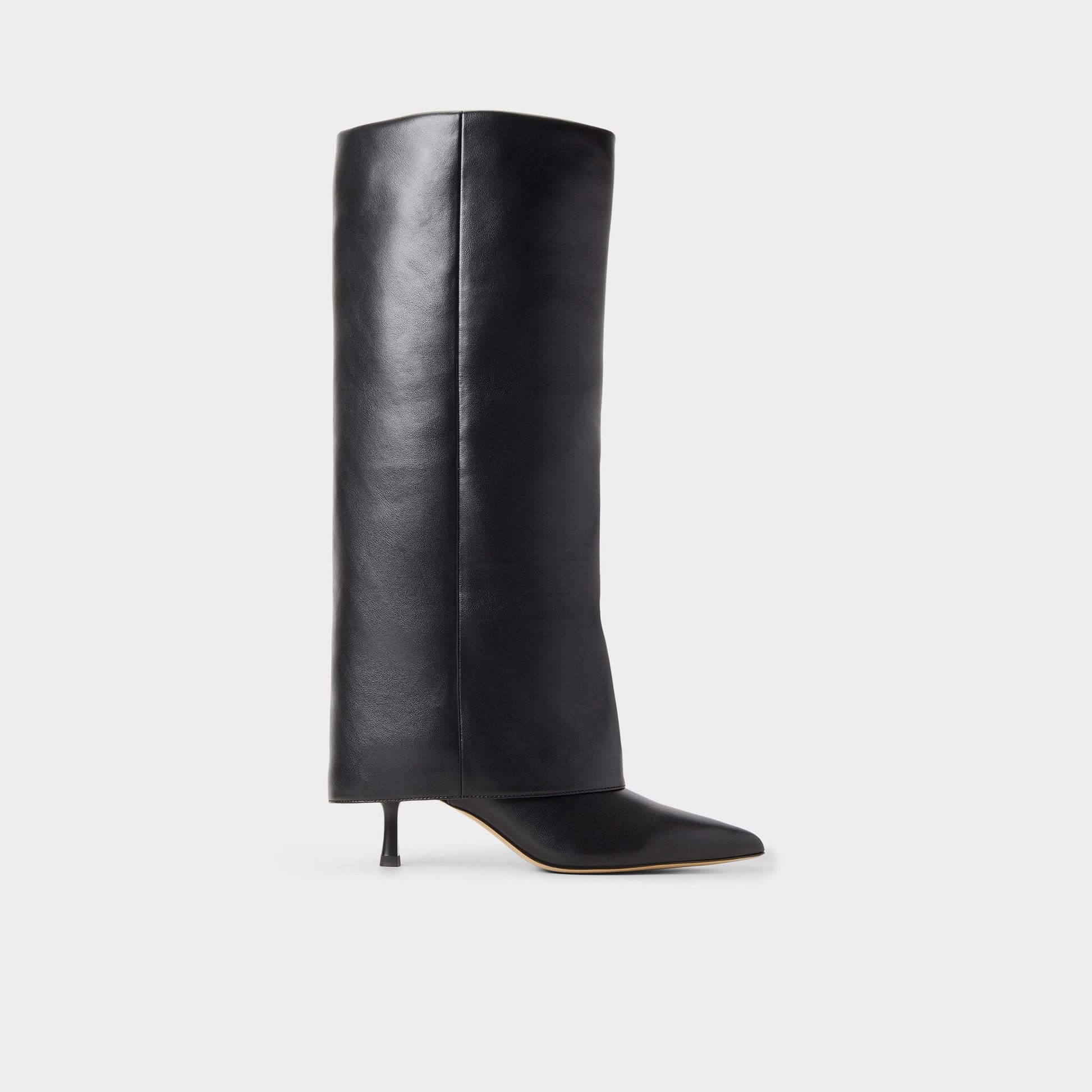 Aseader in Black - Knee-high boot, Stiletto heel - Black