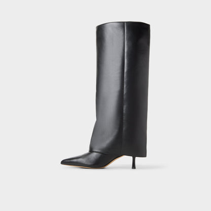 Aseader in Black - Knee-high boot, Stiletto heel - Black