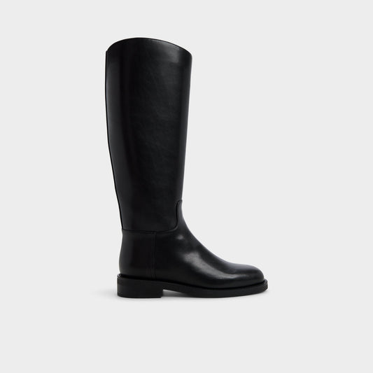 Charley in Black - Knee-high boot, Cup sole - Black
