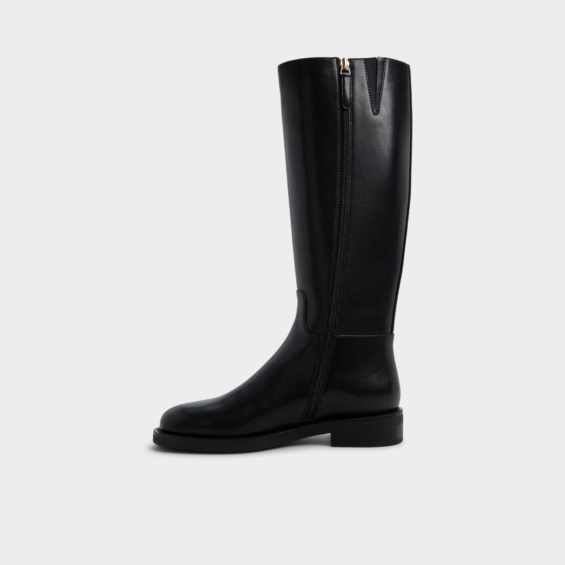 Charley in Black - Knee-high boot, Cup sole - Black