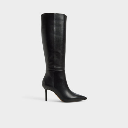 Saphiria in Black - Knee-high boot, Stiletto heel - Black