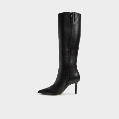 Saphiria in Black - Knee-high boot, Stiletto heel - Black
