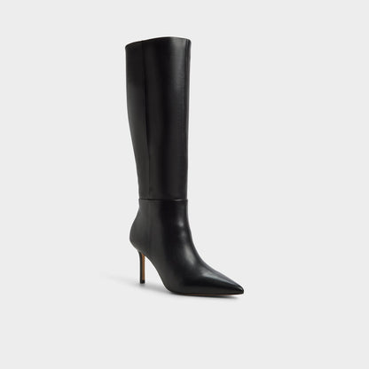 Saphiria in Black - Knee-high boot, Stiletto heel - Black