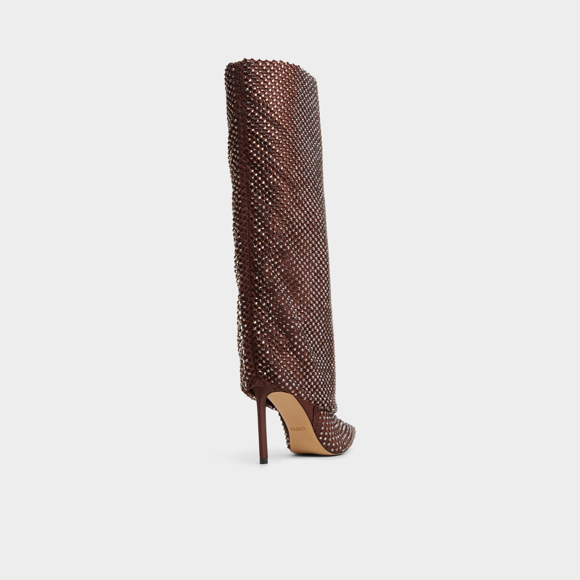 Livydalia in Dark Brown - Knee-high boot, Stiletto heel - Dark brown