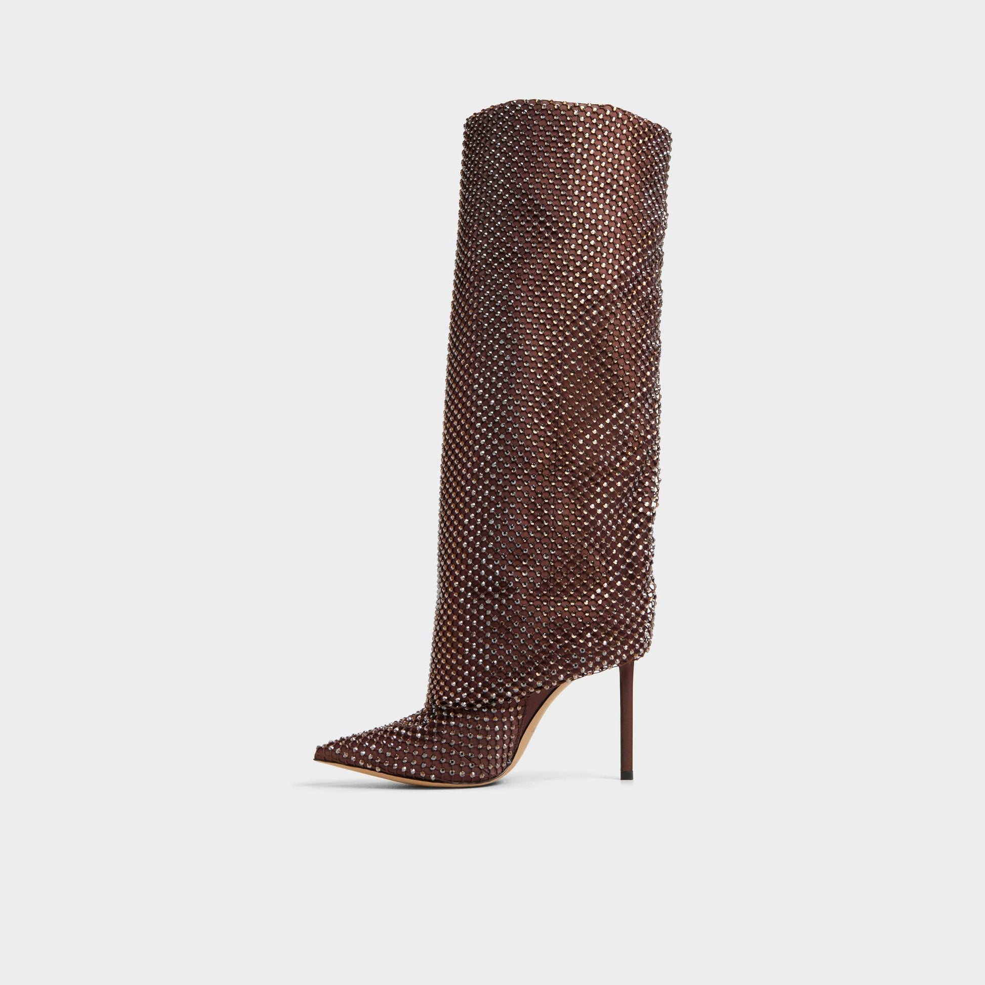 Livydalia in Dark Brown - Knee-high boot, Stiletto heel - Dark brown
