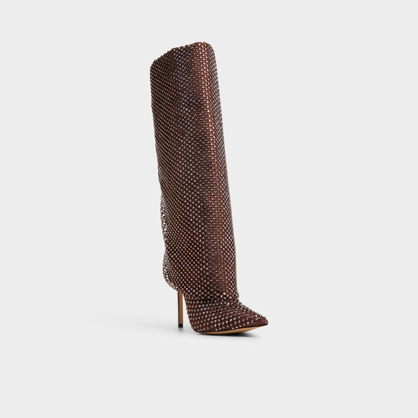 Livydalia in Dark Brown - Knee-high boot, Stiletto heel - Dark brown