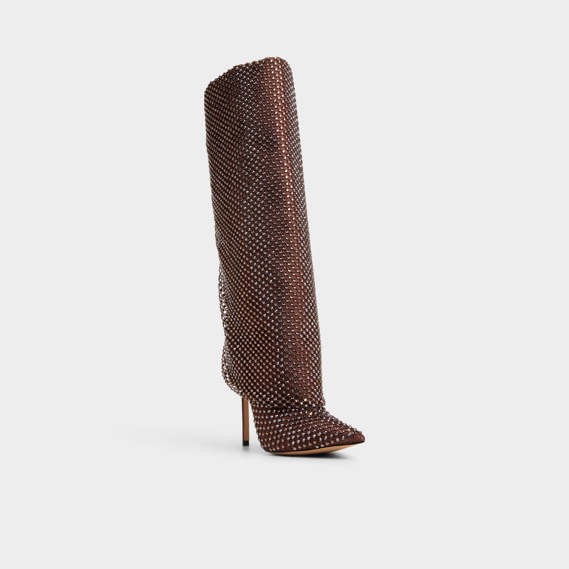 Livydalia in Dark Brown - Knee-high boot, Stiletto heel - Dark brown