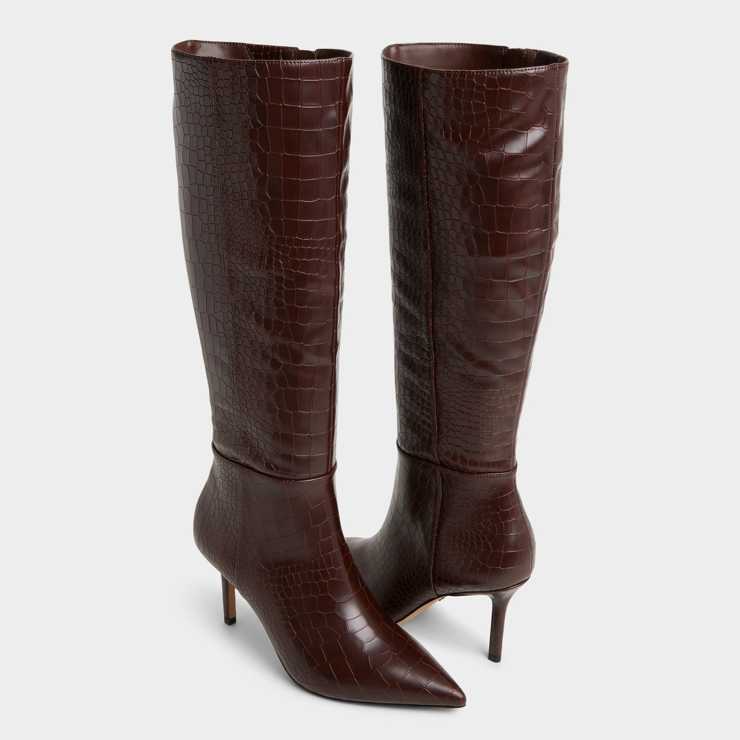 Saphiria Dark Brown Women's Tall Boots - Knee-high boot, Stiletto heel - Dark brown