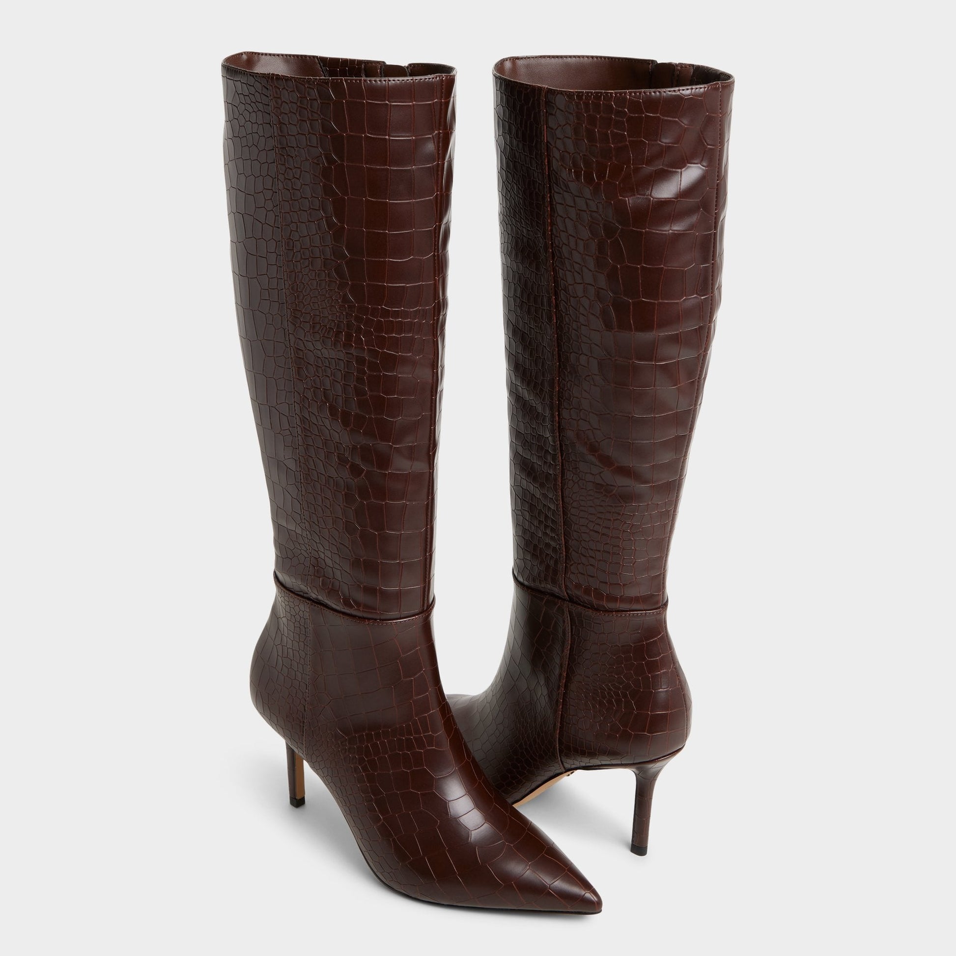 Saphiria Dark Brown Women's Tall Boots - Knee-high boot, Stiletto heel - Dark brown
