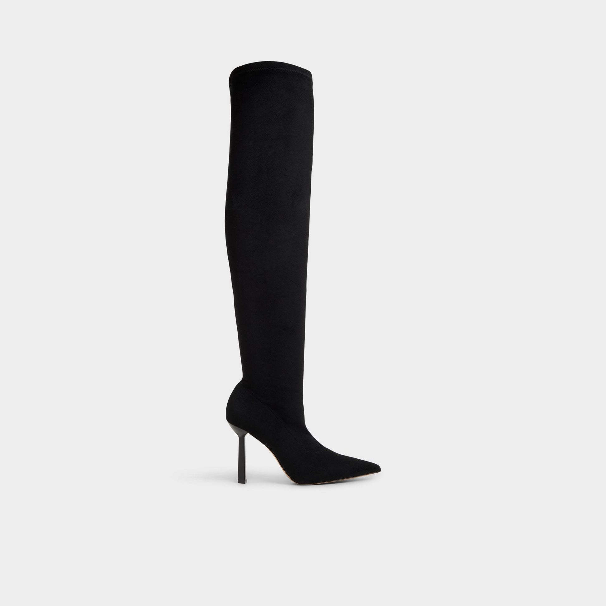 Caldan in Black - Over-the-knee boot, Stiletto heel - Black