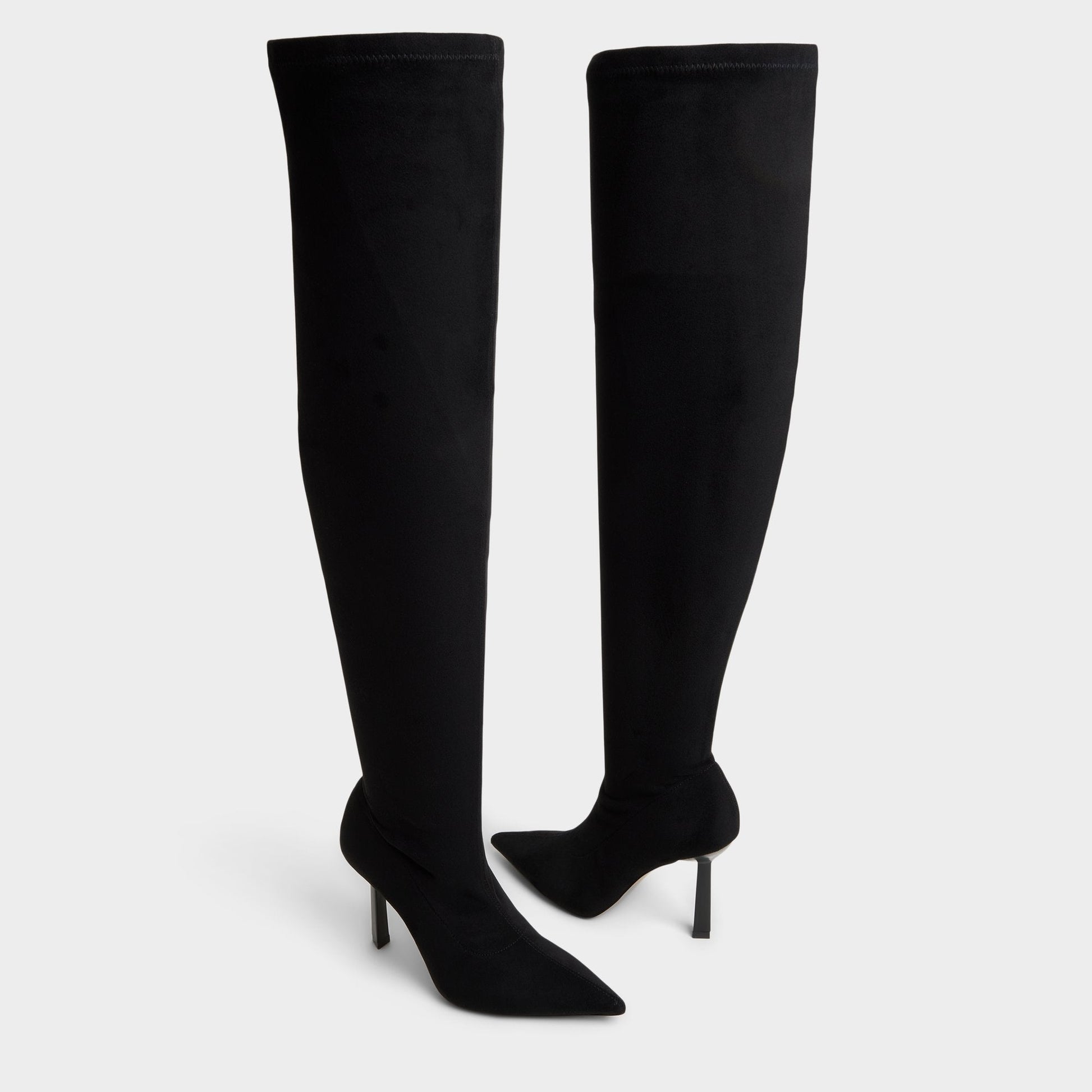 Caldan in Black - Over-the-knee boot, Stiletto heel - Black