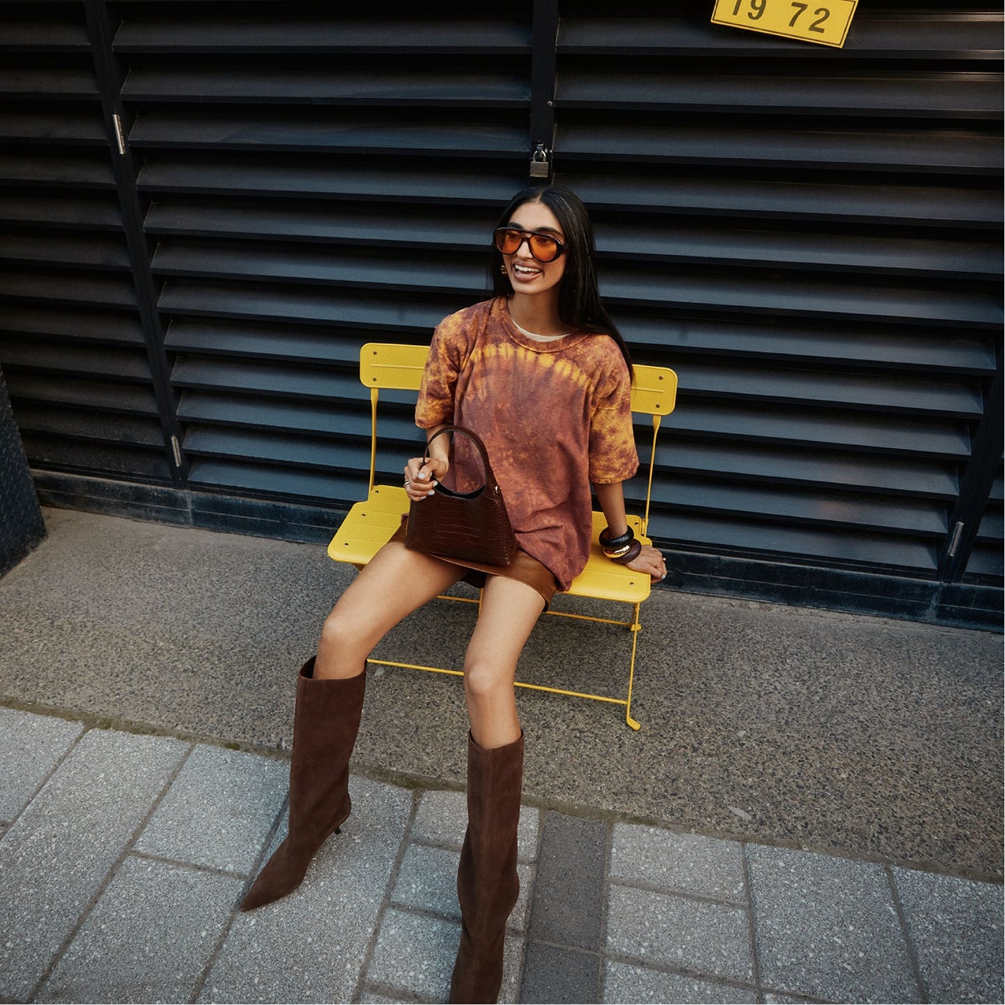 Selora in Dark Brown - Knee-high boot, Stiletto heel - Dark brown