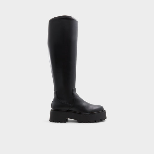 Carelden Black Women's Tall Boots - Knee-high boot, Lug sole - Black