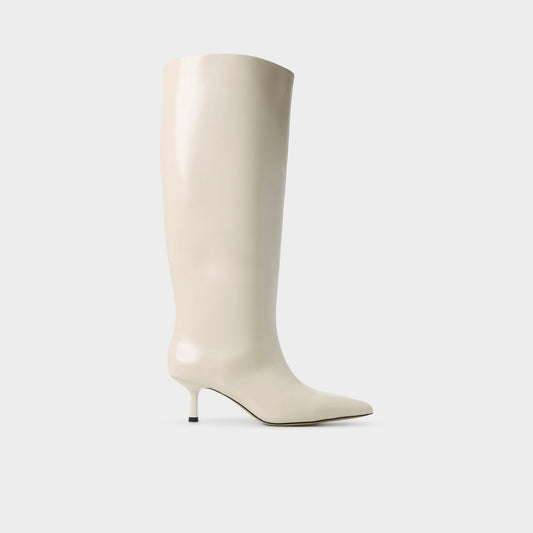 Selora-wc in Cream - Knee-high boot, Stiletto heel - Cream