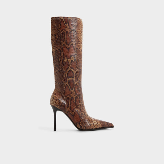 Re in Emily Brown Multi - Knee-high boot, Stiletto heel - Brown multi