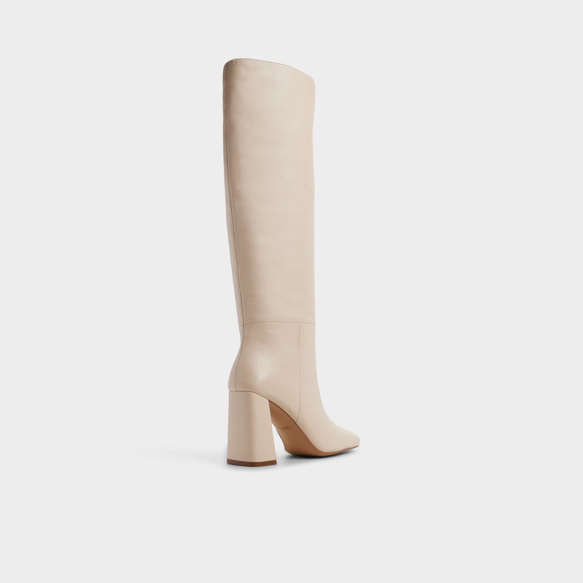 Helana in Cream - Knee-high boot, Block heel - Cream