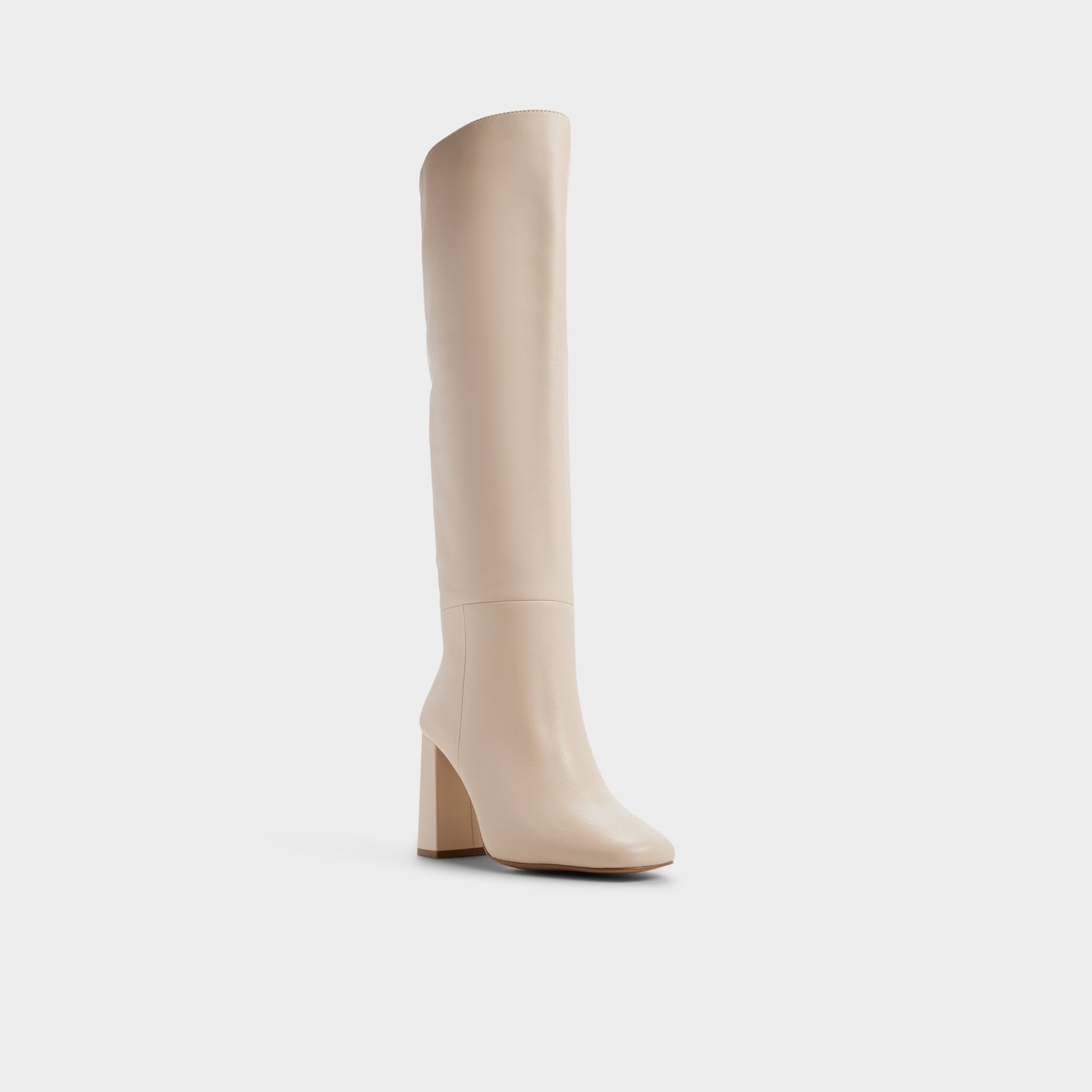Helana in Cream - Knee-high boot, Block heel - Cream