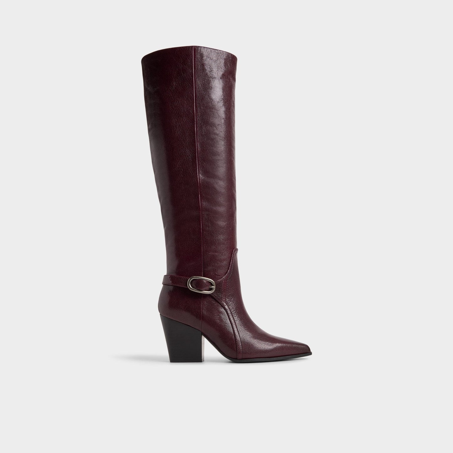 Saddle in Bordo - Knee-high boot, Block heel - Bordo