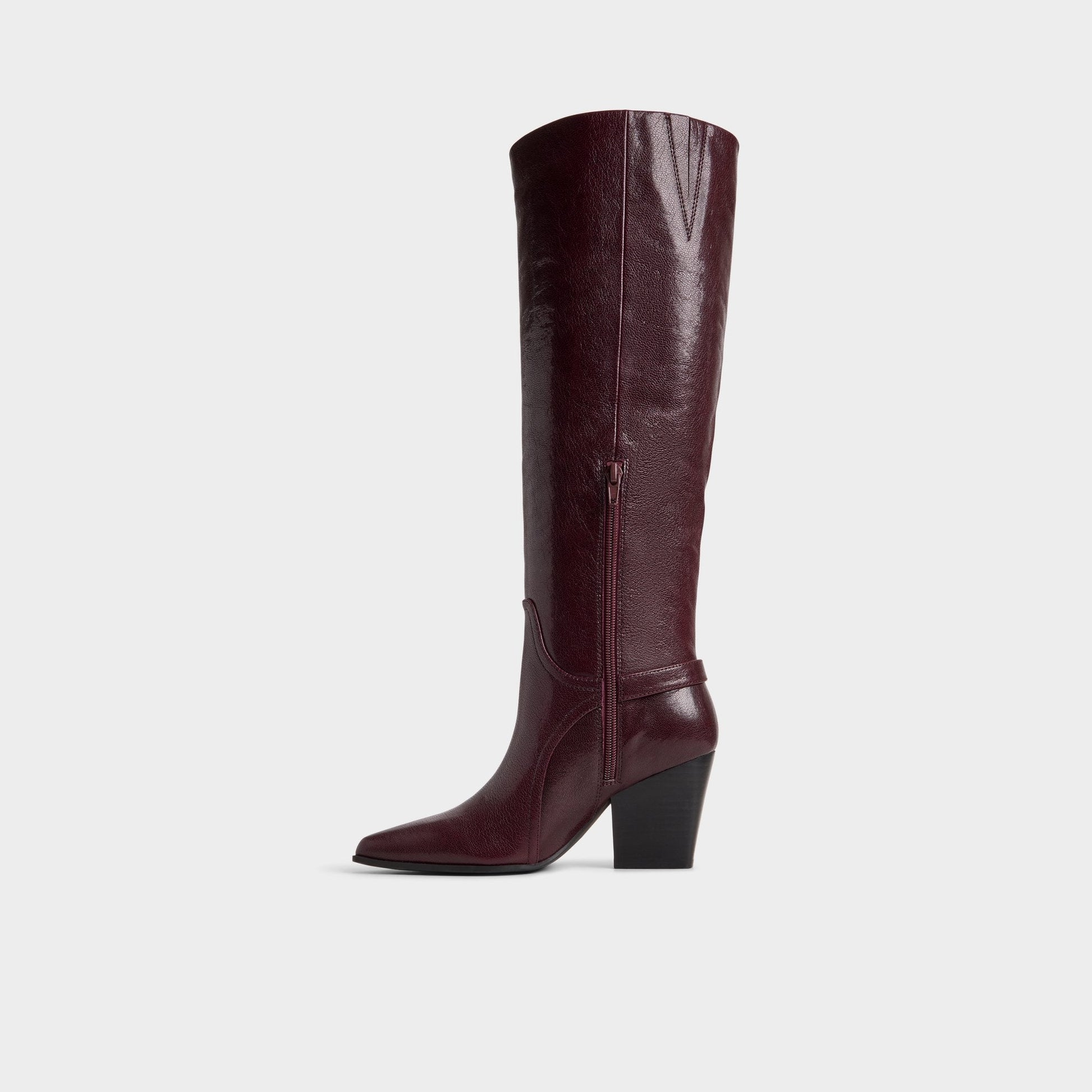 Saddle in Bordo - Knee-high boot, Block heel - Bordo
