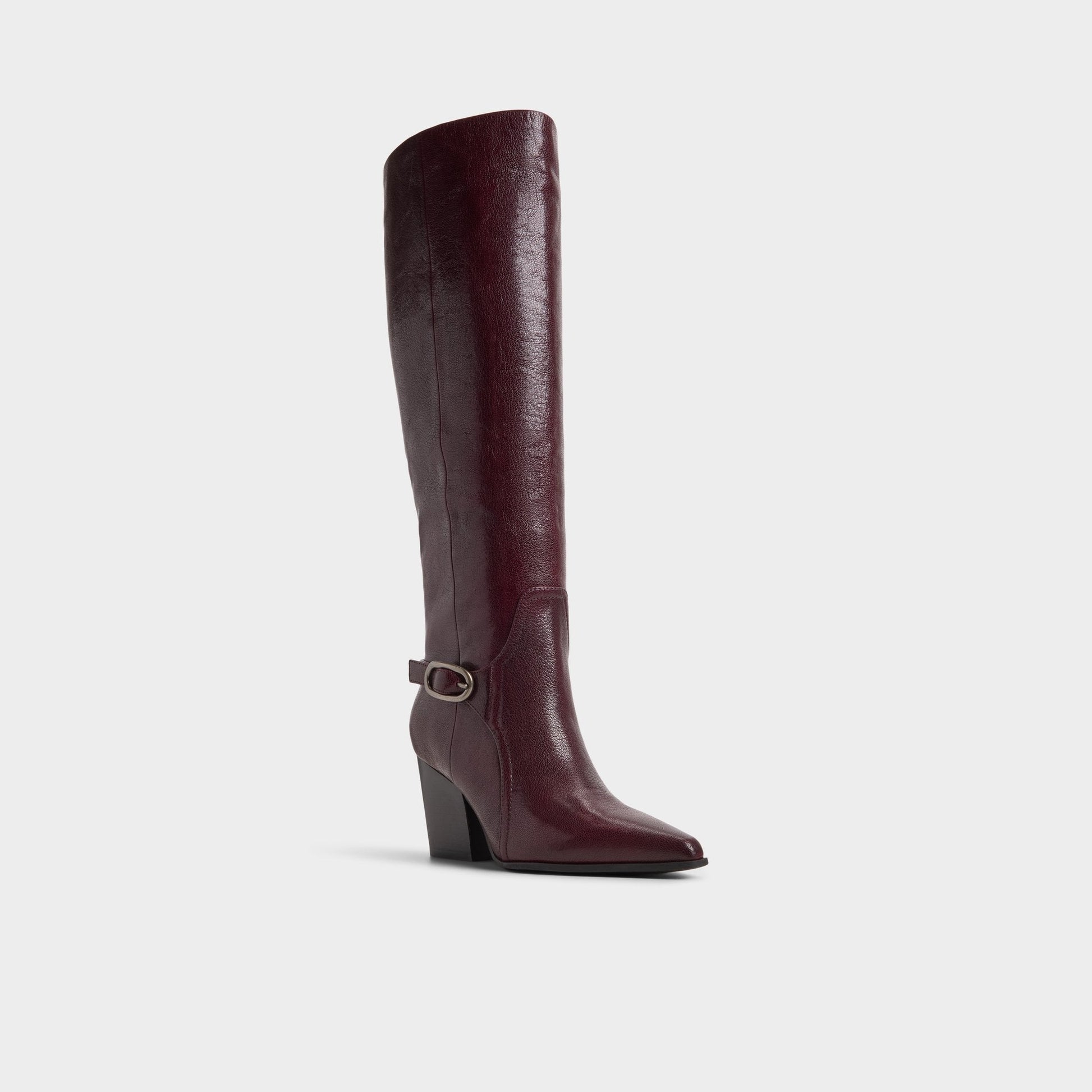 Saddle in Bordo - Knee-high boot, Block heel - Bordo