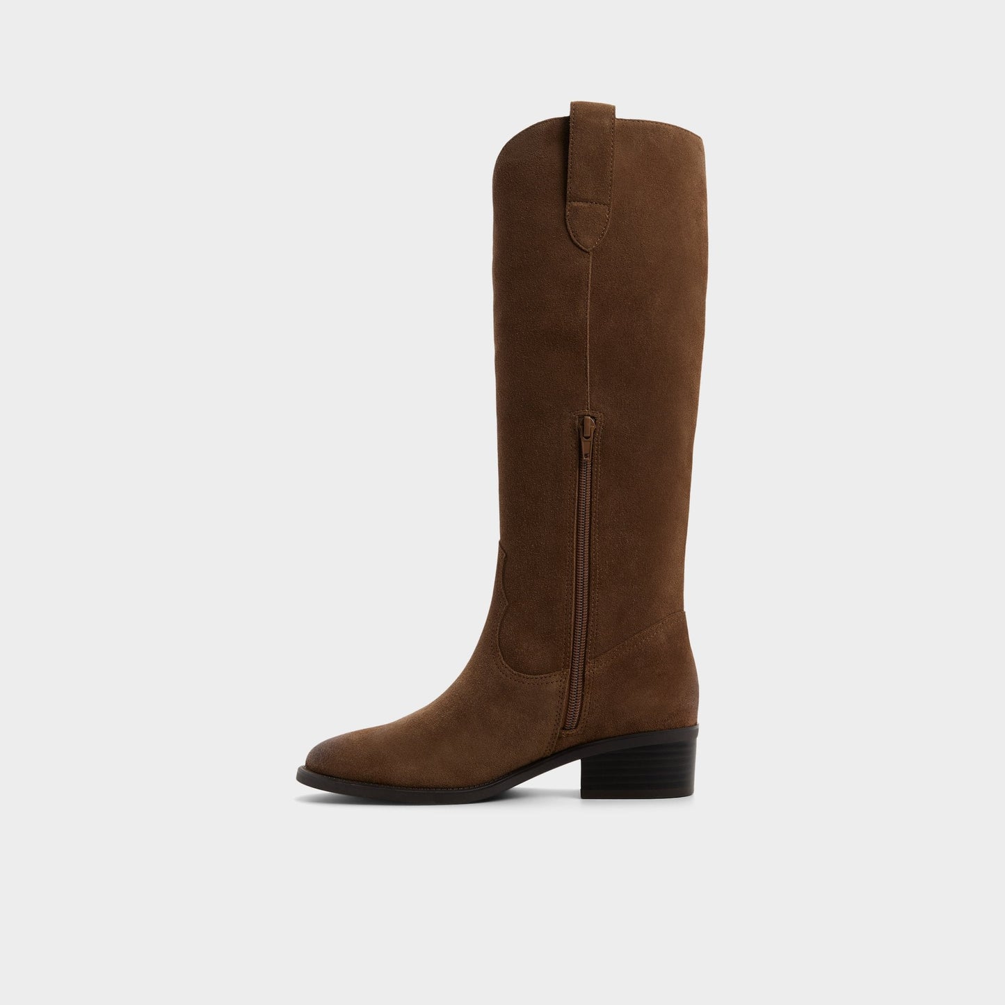 Kaydia in Dark Brown - Knee-high western boot, Block heel - Dark brown