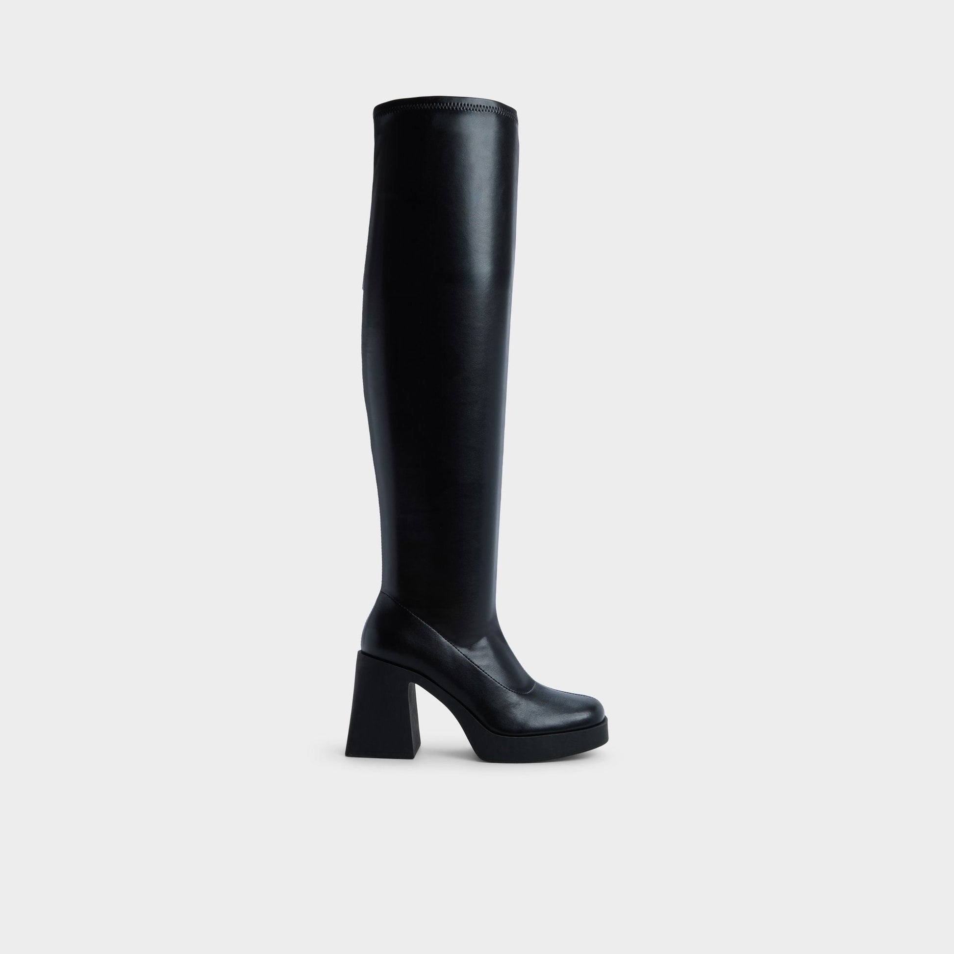 Maritza in Black - Over-the-knee boot, Platform - Black