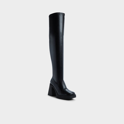 Maritza in Black - Over-the-knee boot, Platform - Black