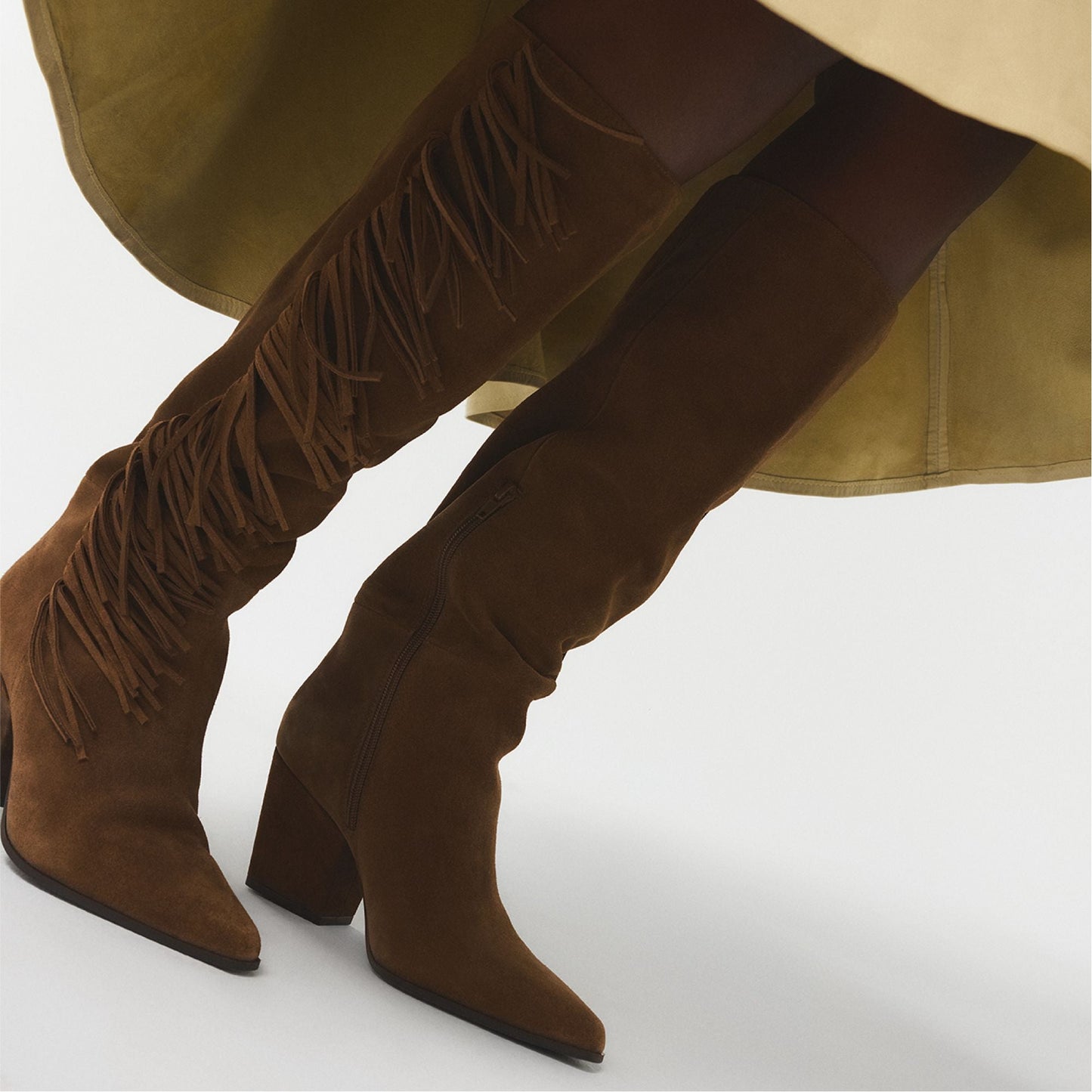 Kaelya in Dark Brown - Knee-high boot, Block heel - Dark brown