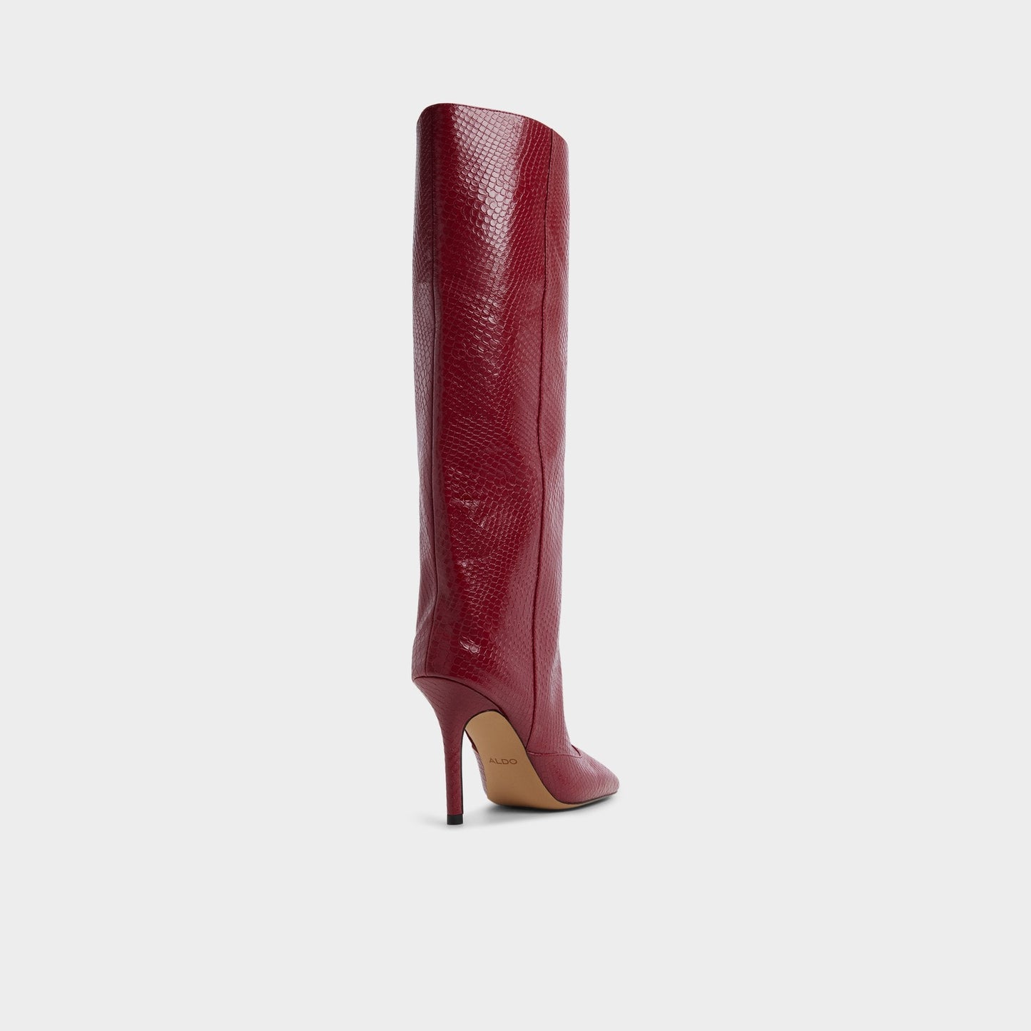Aleena in Dark Red - Knee-high boot, Stiletto heel - Dark red