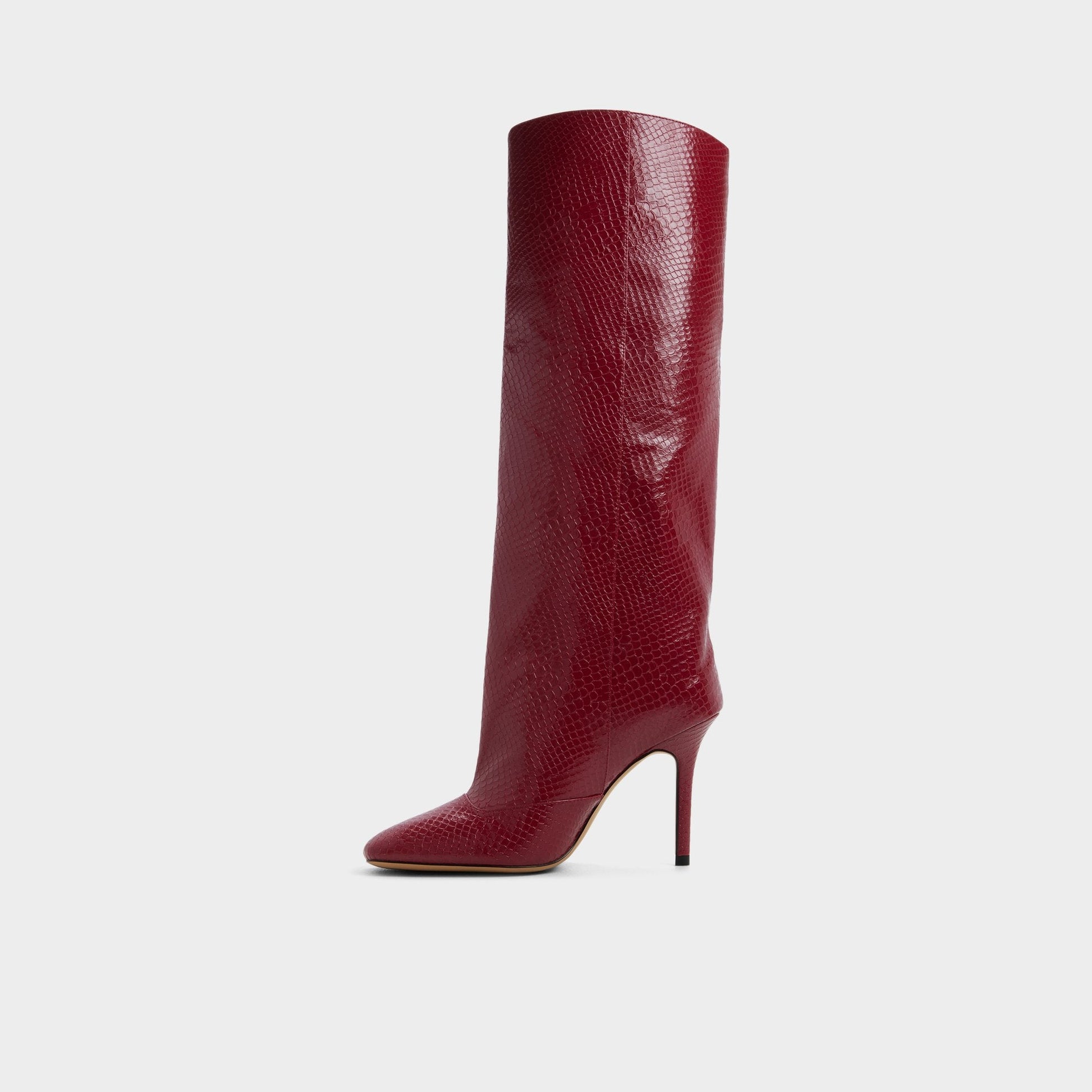 Aleena in Dark Red - Knee-high boot, Stiletto heel - Dark red