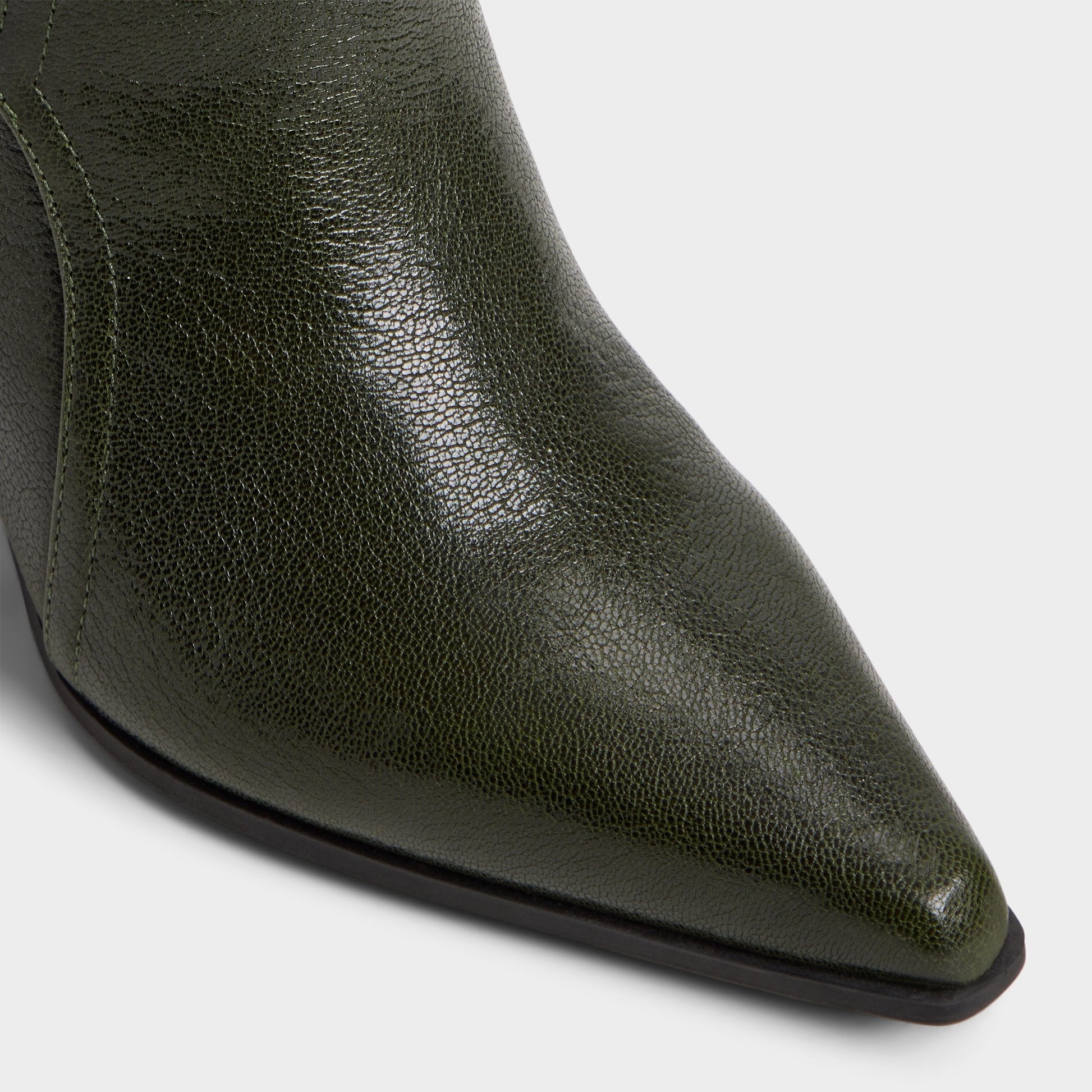 Saddle in Dark Green - Knee-high boot, Block heel - Dark green