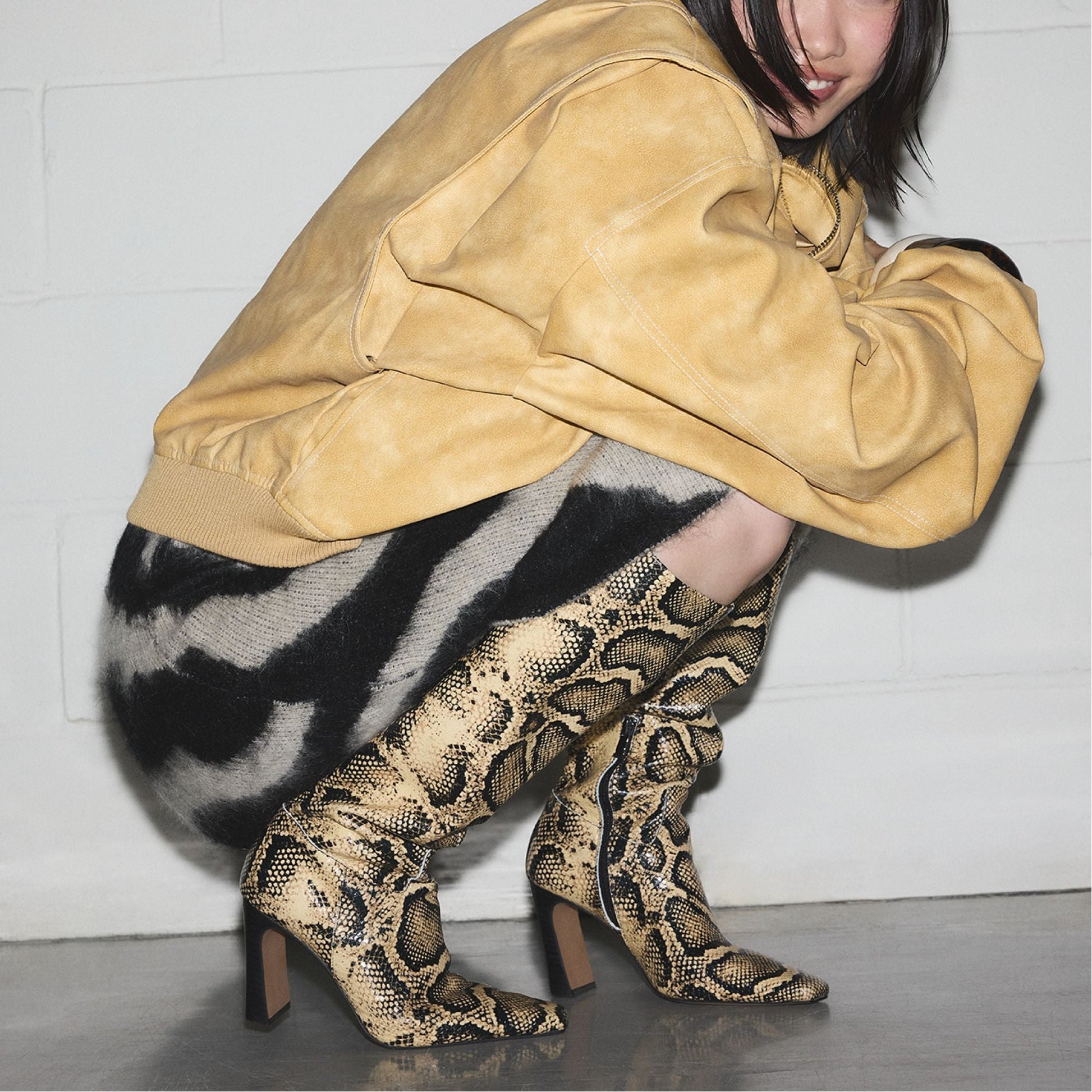 Vivienna in Brown Multi - Knee-high boot, Block heel - Brown multi