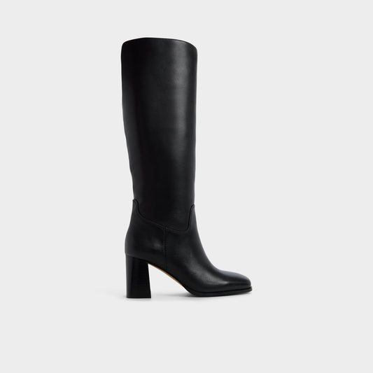 Elyze in Black - Knee-high boot, Block heel - Black