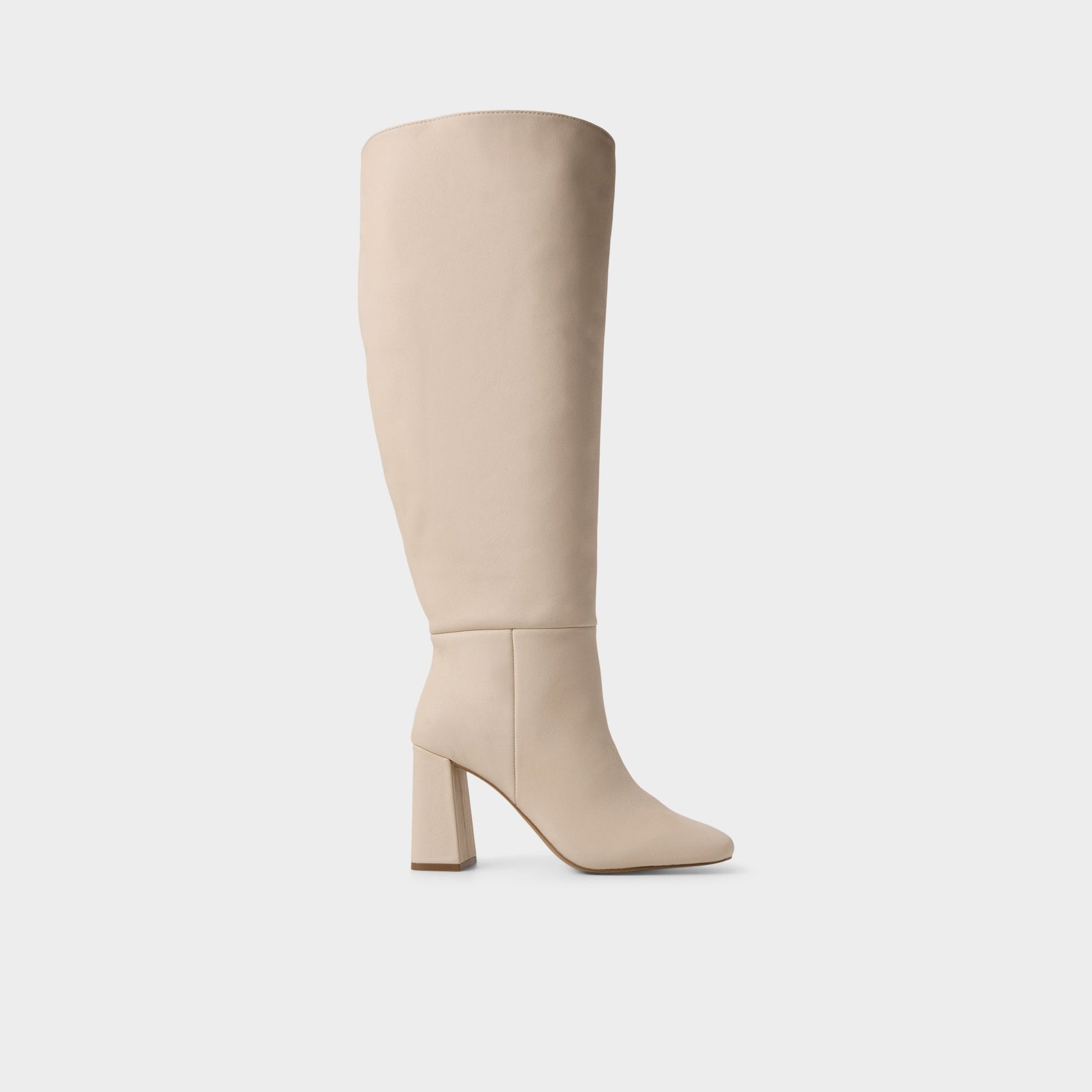 Helana in Wc Cream - Knee-high boot, Block heel - Cream