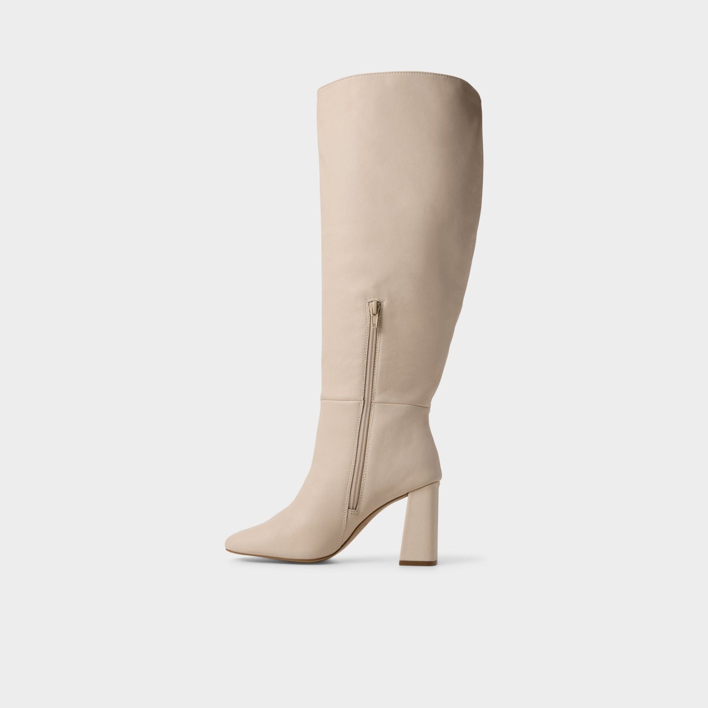 Helana in Wc Cream - Knee-high boot, Block heel - Cream