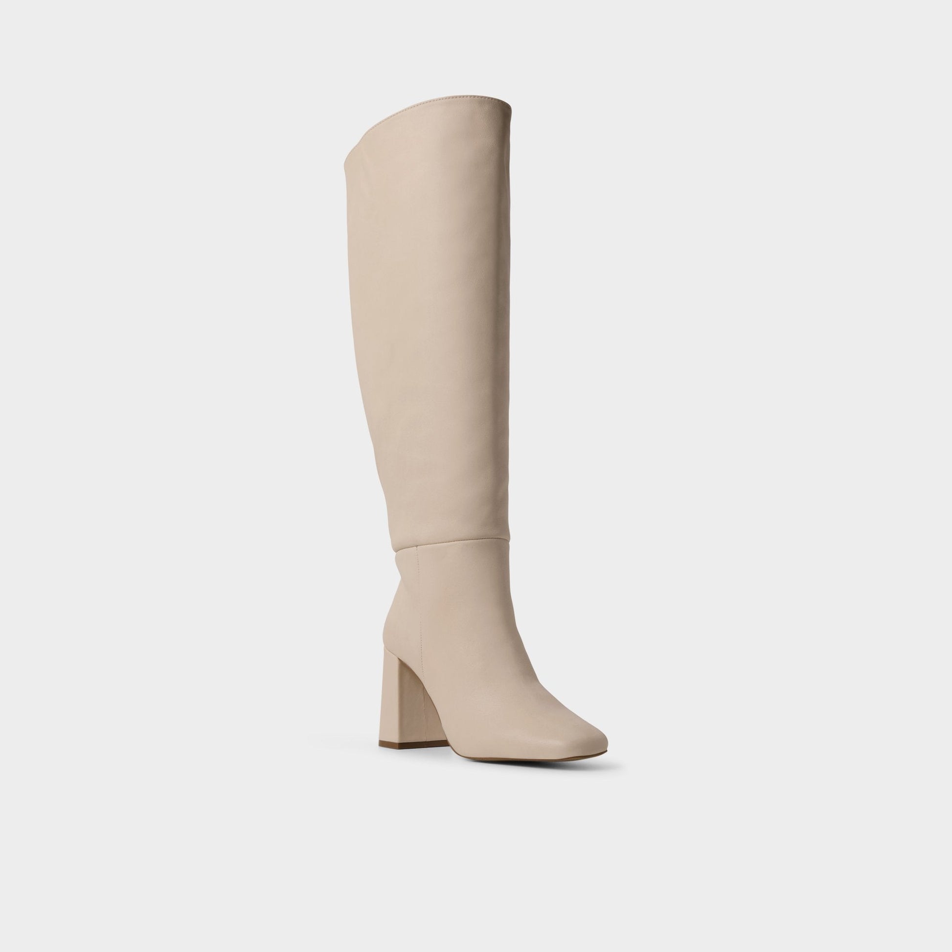 Helana in Wc Cream - Knee-high boot, Block heel - Cream