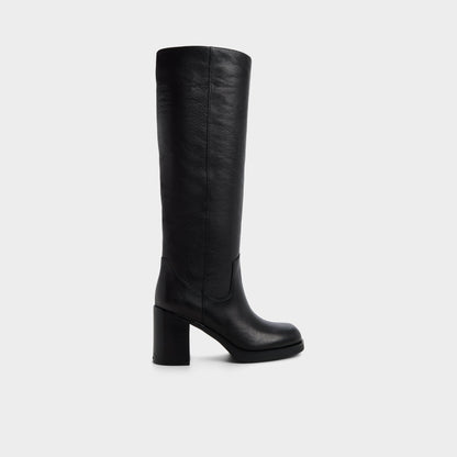 Juny in Black - Knee-high boot, Platform - Black