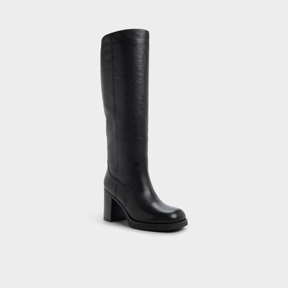 Juny in Black - Knee-high boot, Platform - Black
