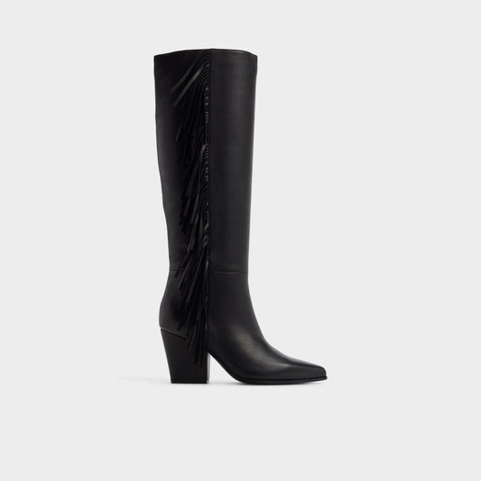Kaelya in Black - Knee-high boot, Block heel - Black