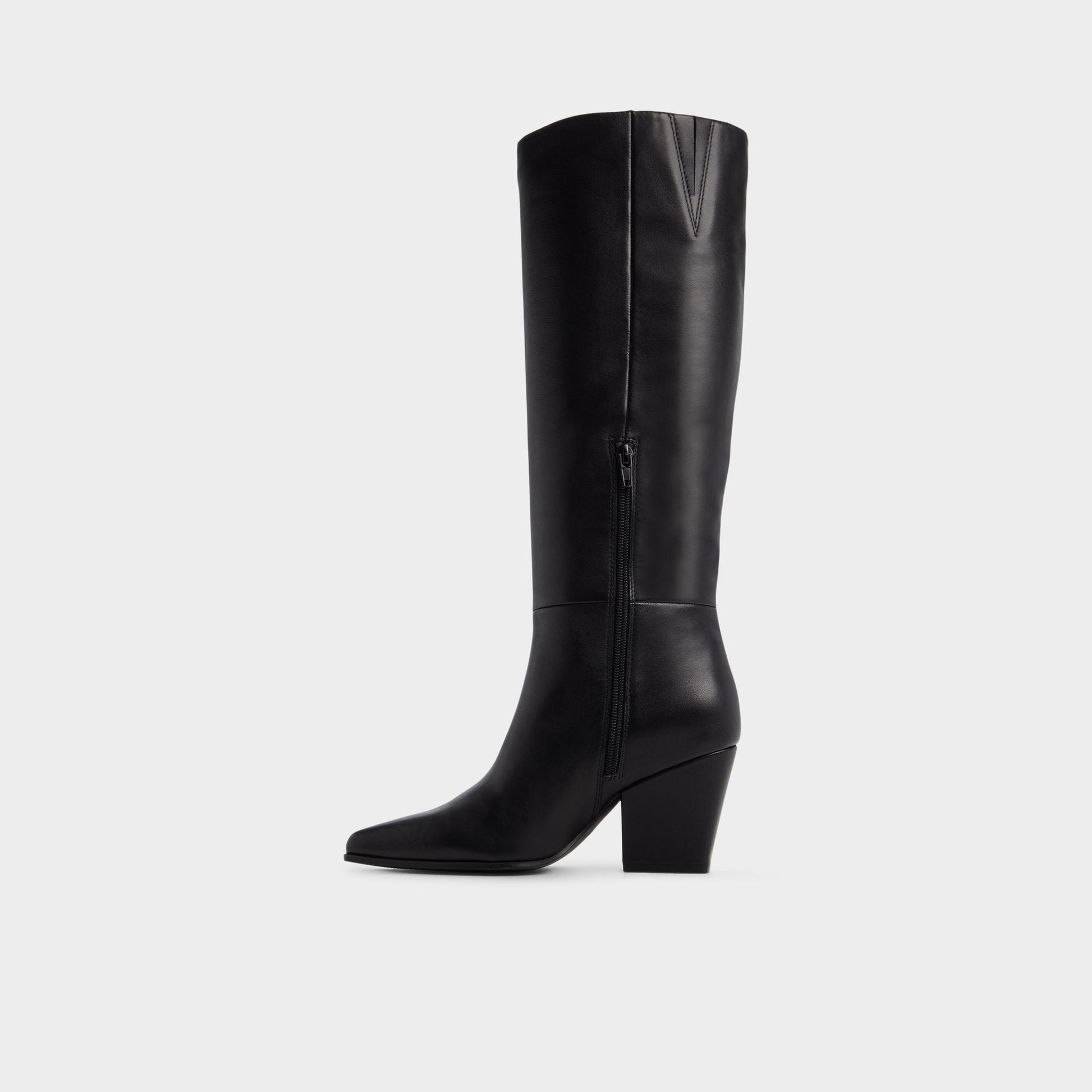 Kaelya in Black - Knee-high boot, Block heel - Black