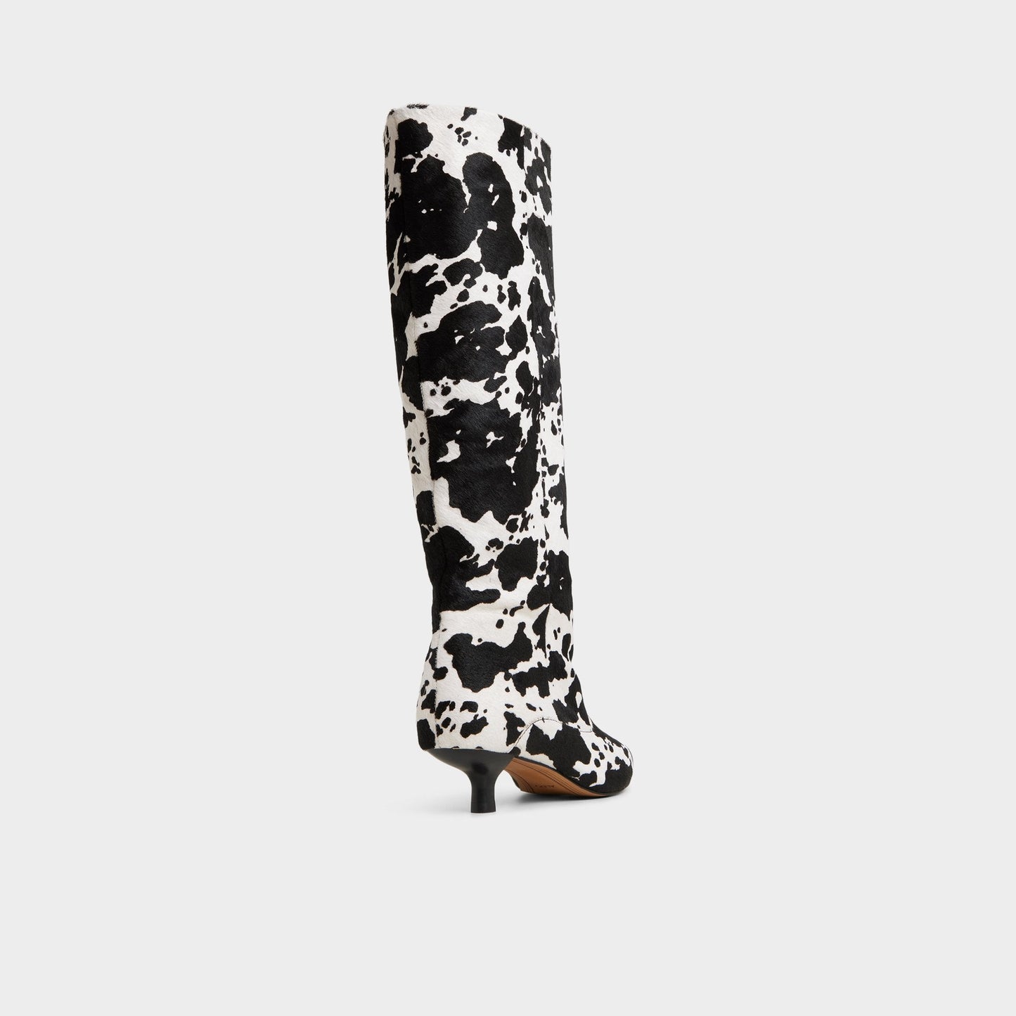 Everose in White Black - Knee-high boot, Kitten heel - White/black
