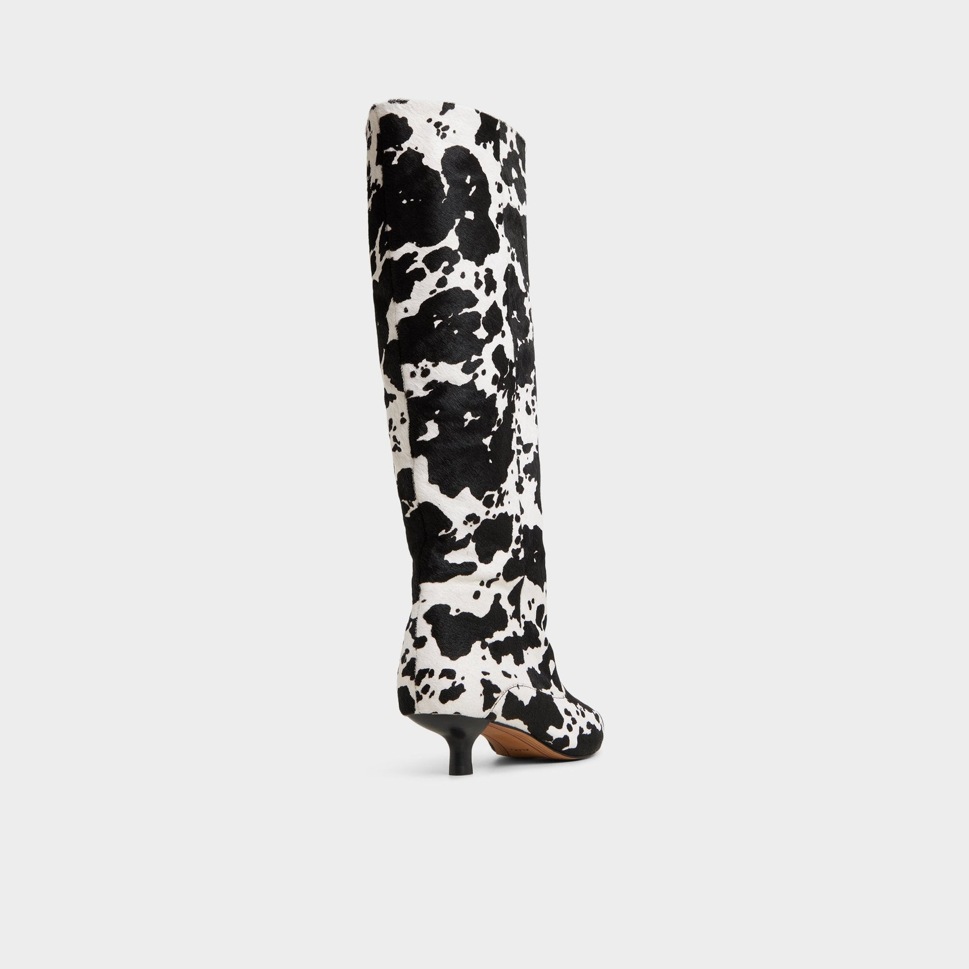 Everose in White Black - Knee-high boot, Kitten heel - White/black
