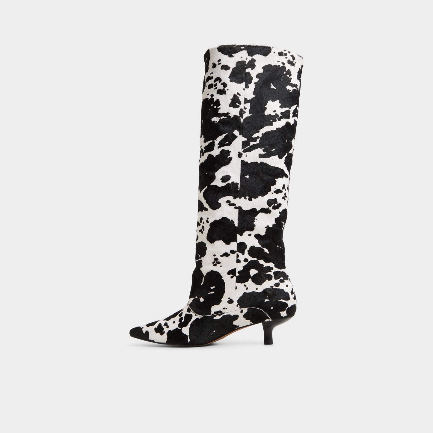 Everose in White Black - Knee-high boot, Kitten heel - White/black
