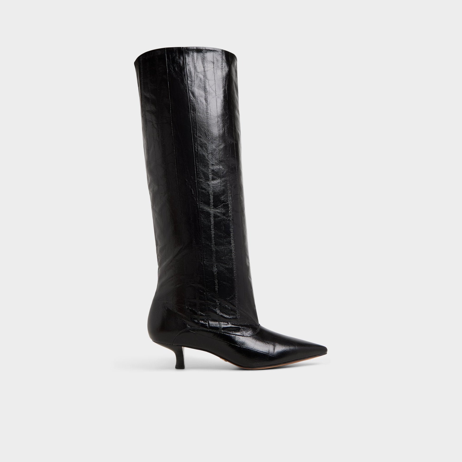 Everose in Black - Knee-high boot, Kitten heel - Black