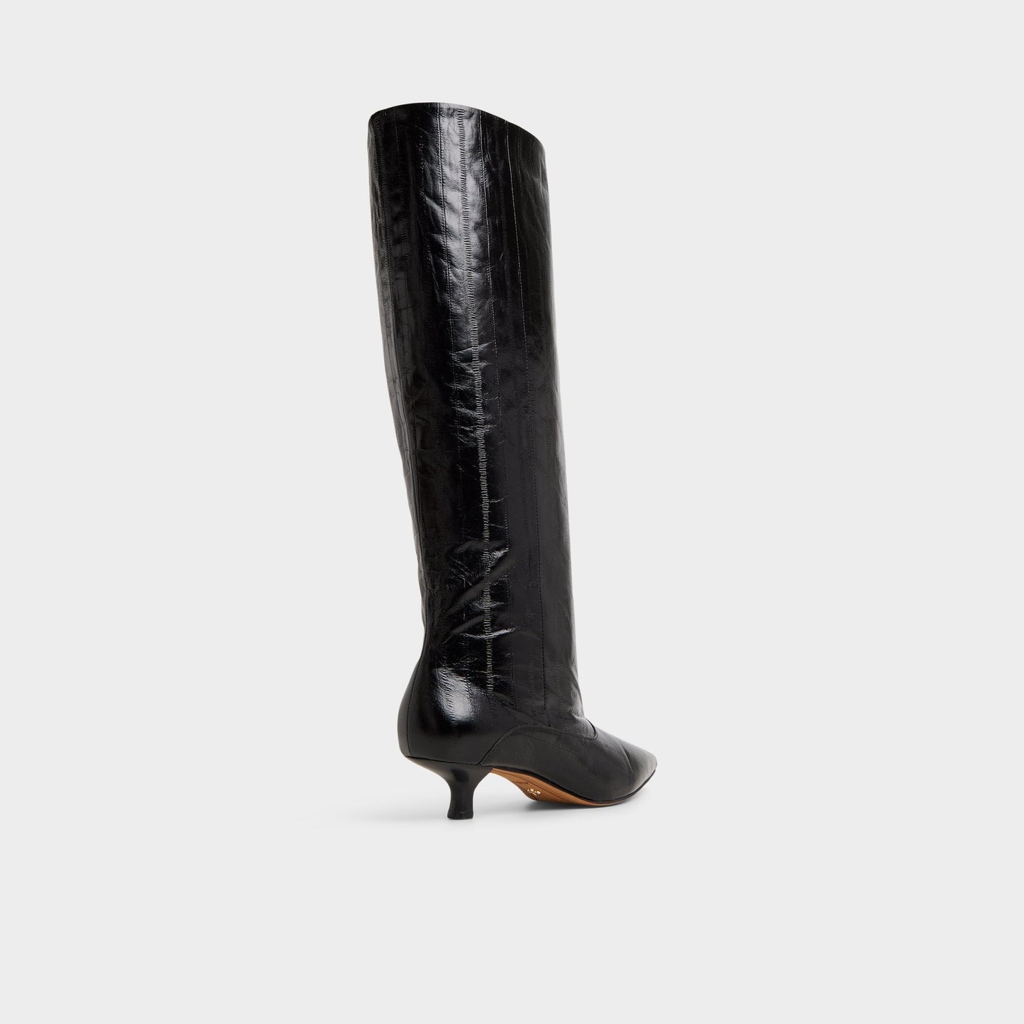 Everose in Black - Knee-high boot, Kitten heel - Black