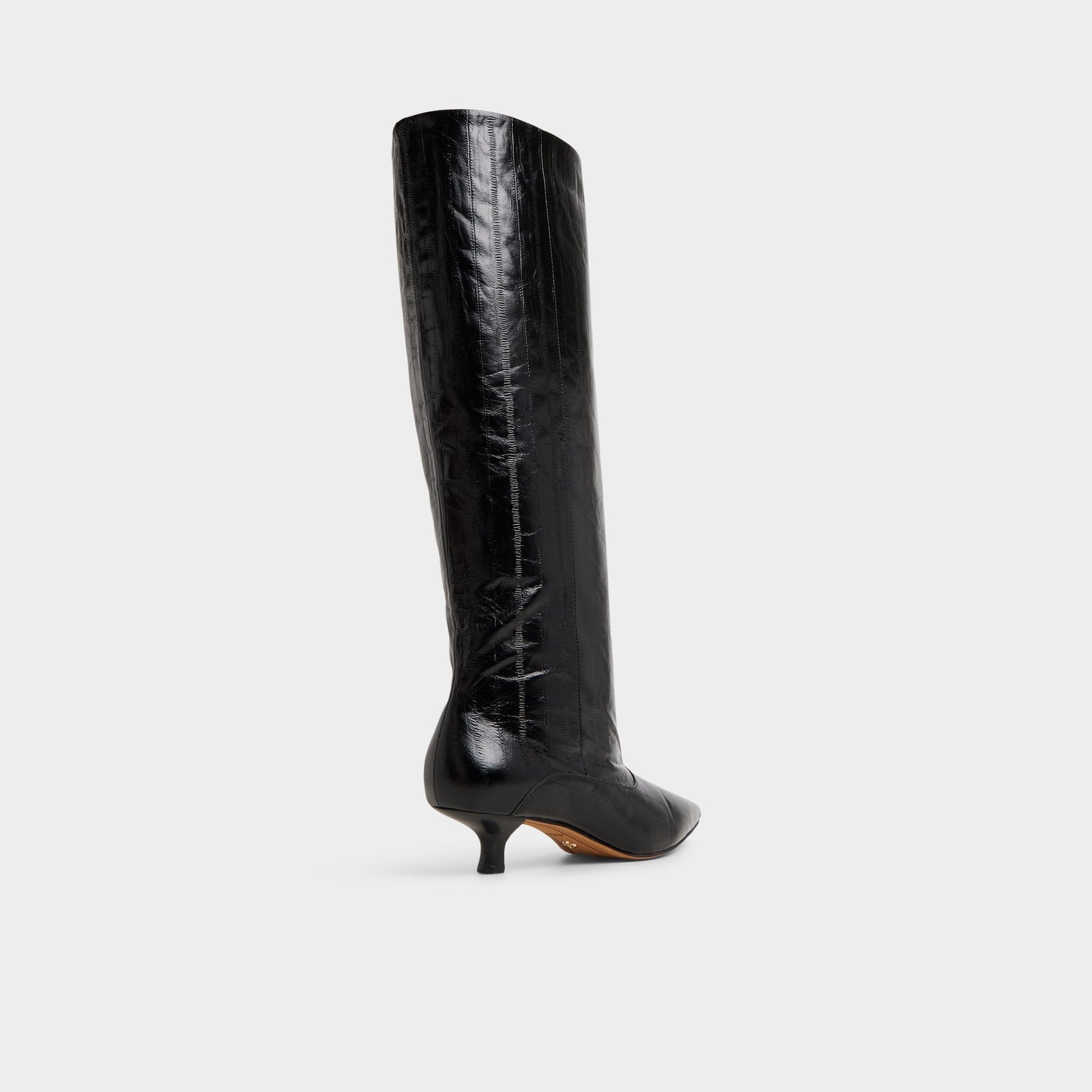 Everose in Black - Knee-high boot, Kitten heel - Black