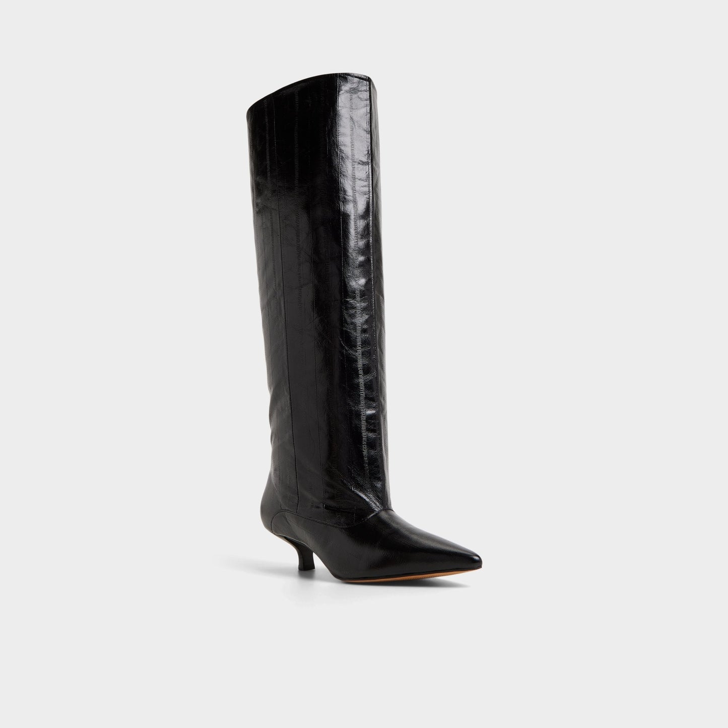 Everose in Black - Knee-high boot, Kitten heel - Black