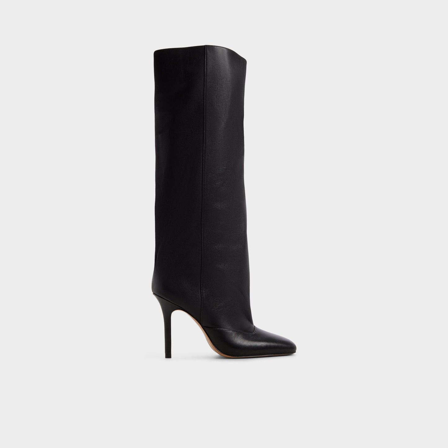 Aleena in Black - Knee-high boot, Stiletto heel - Black