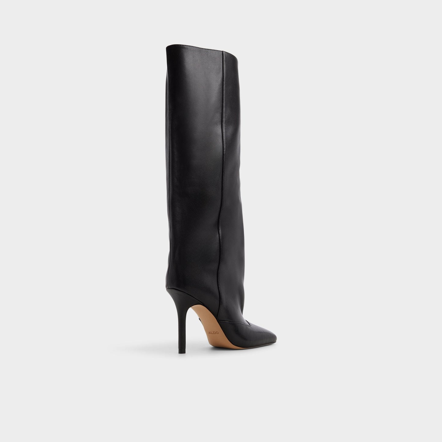 Aleena in Black - Knee-high boot, Stiletto heel - Black